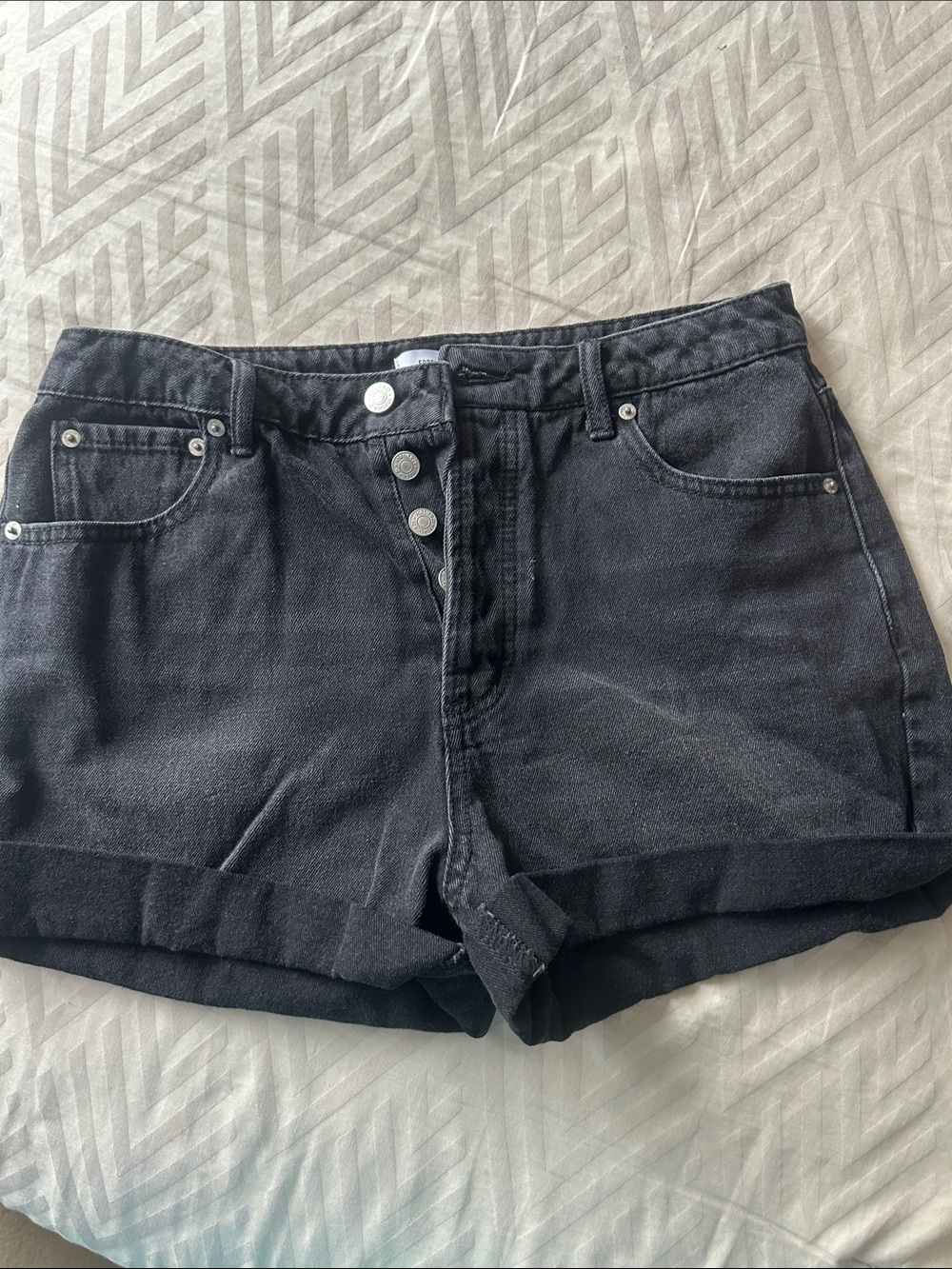 Forever 21 Black High-Rise Denim Jean Shorts